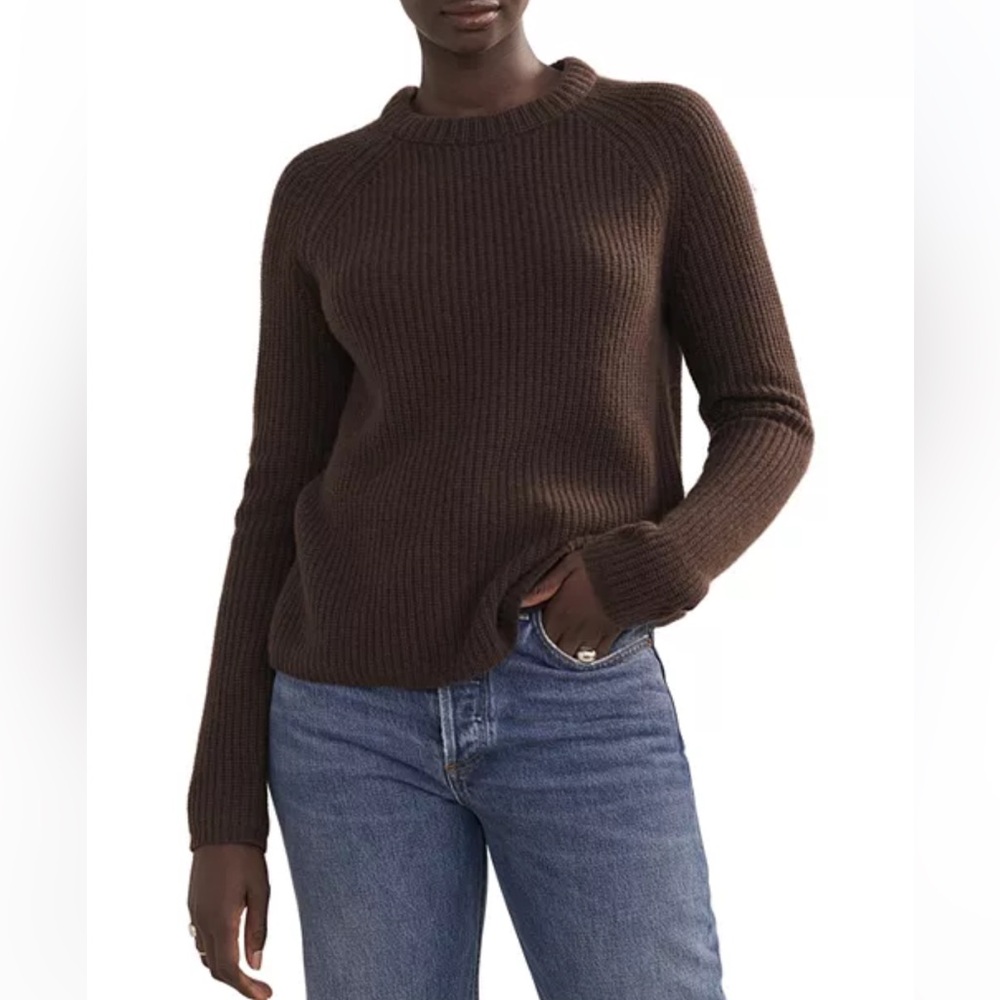 Jenni Kayne Fisherman Ribbed cashmere sweater in brown